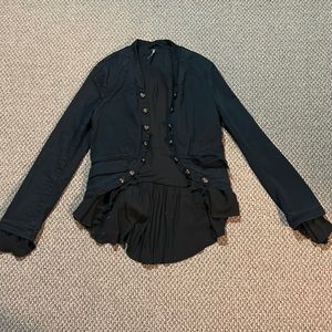 Free People Black Ruffle Romance Jacket